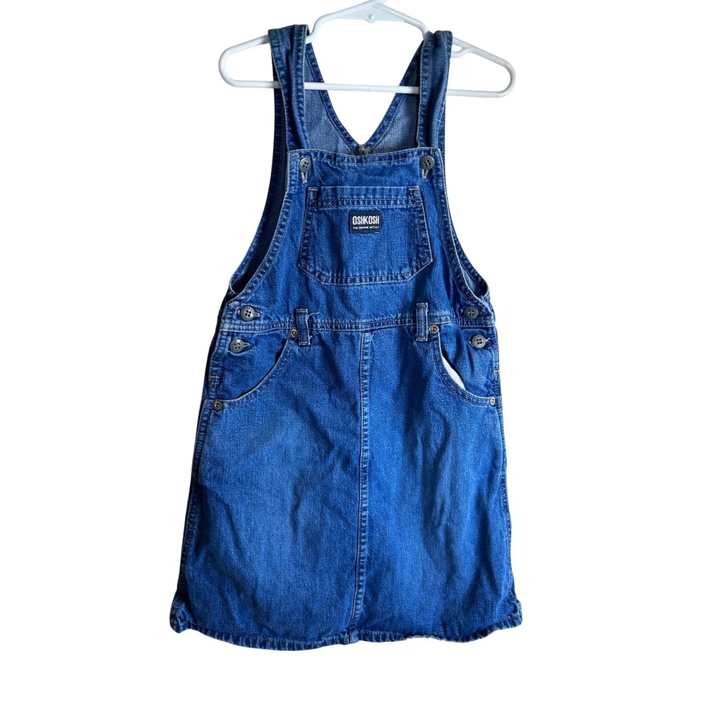 OshKosh B'gosh Denim Jumper Dress 6X Blue Bib Pinafore Kids